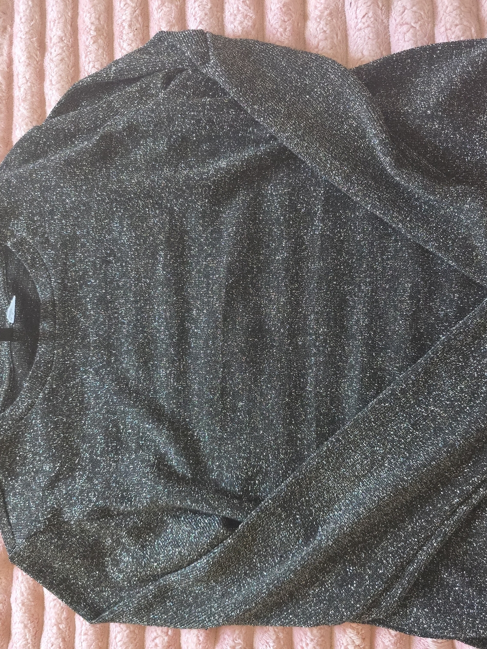 H&M Womens Black Metallic Sparkle Crewneck Sweater